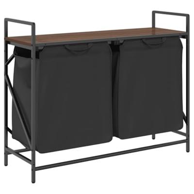 Wasmand 2 vakken met plank bruin eikenkleurig Wasmand 2 vakken met plank bruin eikenkleurig