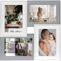 Haes Deco Houten Galerie / multi fotolijst Valence 4Q in de kleuren grijs en wit voor 4 foto's 10x15 (formaat 31,5x31,5 cm) - thumbnail