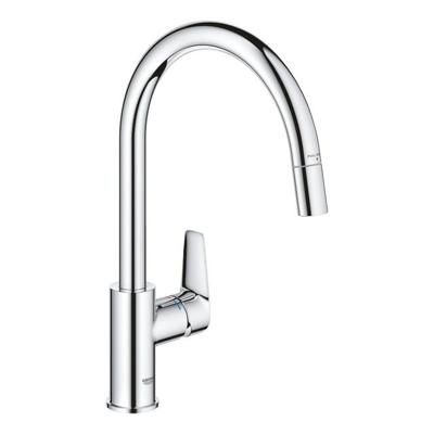 Grohe QuickFix Start Edge keukenmengkraan met uittrekbare handdouche rond chroom Grohe QuickFix Start Edge keukenmengkraan met uittrekbare handdouche rond chroom