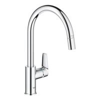 Grohe QuickFix Start Edge keukenmengkraan met uittrekbare handdouche rond chroom - thumbnail