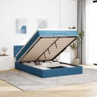 Ottoman bed met matras 140x200cm fluweel donkerblauw - thumbnail