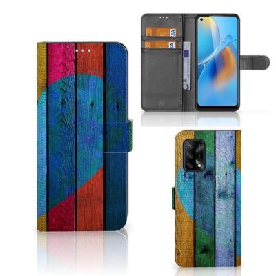 OPPO A74 4G | Book Style Case | Wood Heart - Cadeau voor je Vriend