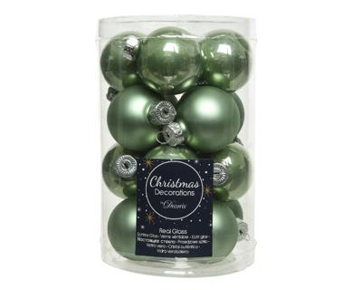 Decoris kerstballen set glas 16st licht groen 3,5cm