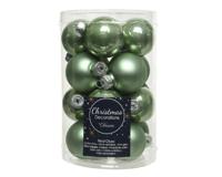 Decoris kerstballen set glas 16st licht groen 3,5cm - thumbnail