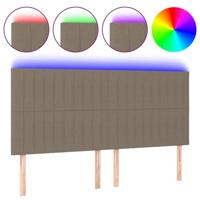 Hoofdbord LED 200x5x118/128 cm stof taupe - thumbnail