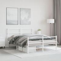 Bedframe met hoofd- en voeteneinde metaal wit 135x190 cm - thumbnail