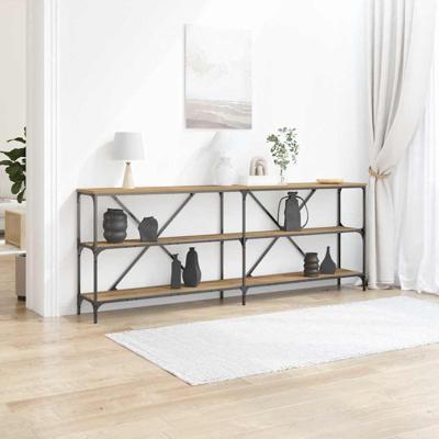 Wandtafel met plank artisanaal eikenkleurig 180 x 30 x 75 cm