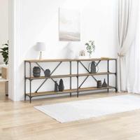 Wandtafel met plank artisanaal eikenkleurig 180 x 30 x 75 cm - thumbnail