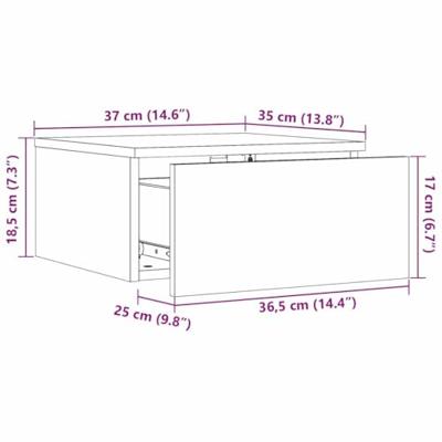 Wandbevestigde nachttafel 2 pcs Wasbruin 37 x 35 x 18,5 cm