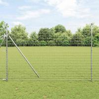 VidaXL Hek met paal zilver 1,5 x 10 m staal en pvc - thumbnail