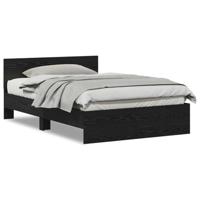 Bedframe met hoofdeinde Zwart Eiken 120 x 190 cm Bewerkt hout - thumbnail