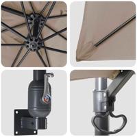 Tuinparasol Taupe 248.5 x 247.5 x 160 cm Stof - thumbnail