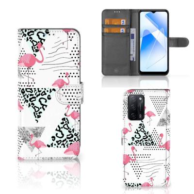 OPPO A16/A16s/A54s | Telefoonhoesje | Met pasjeshouder | Flamingo Triangle