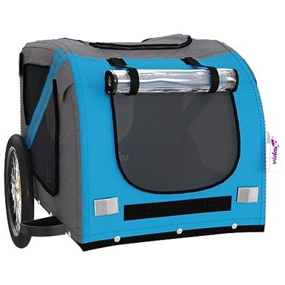 Hondenfietstrailer oxford stof en ijzer blauw en grijs - thumbnail
