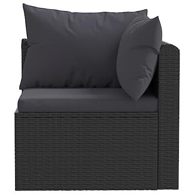 2-delige Loungeset met kussens poly rattan zwart 2-delige Loungeset met kussens poly rattan zwart