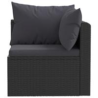 2-delige Loungeset met kussens poly rattan zwart - thumbnail