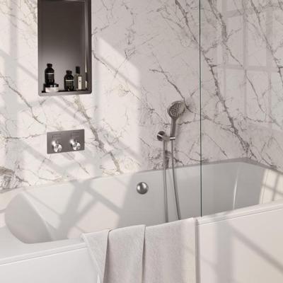 BRAUER Brushed Edition thermostatische inbouw badkraan met drukknoppen SET 04 met badvulcombinatie en 3-standen handdouche en doucheslang en