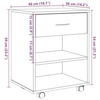 Rolkast 46x36x59 cm bewerkt hout oud houtkleurig - thumbnail