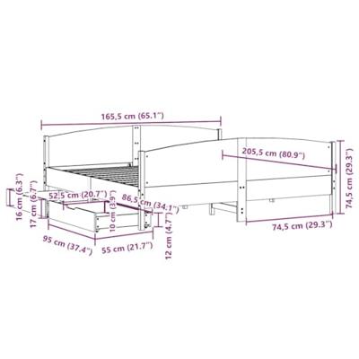 Bedframe zonder matras massief grenenhout 160x200 cm
