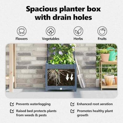 VidaXL Tuin bloempot licht grijs 40 x 40 x 143 cm staal