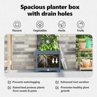 VidaXL Tuin bloempot licht grijs 40 x 40 x 143 cm staal - thumbnail