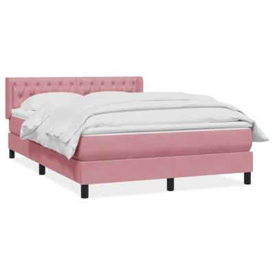 Boxspring met matras fluweel roze 140x210 cm