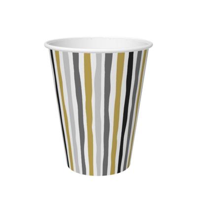 Bekers karton Stripes Black & Gold 24 Cl 10 Stuks