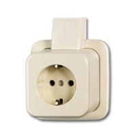 Busch Jaeger opbouw dubbel stopcontact creme - thumbnail