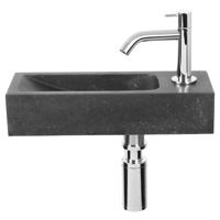 Differnz Luxor fonteinset natuursteen zwart kraan gebogen chroom 38 x 14 x 8 cm - thumbnail