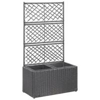 VidaXL Latwerkplantenbak verhoogd met potten 58x30x107 cm rattan zwart - thumbnail