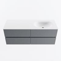 MONDIAZ VICA 130cm badmeubel onderkast Plata 4 lades. Wastafel MOON rechts zonder kraangat, kleur Talc. - thumbnail