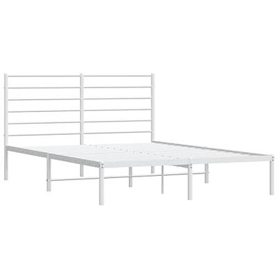Bedframe met hoofdbord metaal wit 140x190 cm - thumbnail