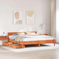 Bedframe zonder matras massief grenenhout wasbruin 180x200 cm - thumbnail