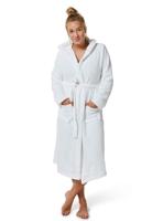 Witte fleece badjas met capuchon-xl/xxl - thumbnail