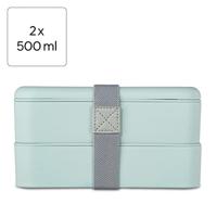 Xavax Bentobox 2 Stapelbare Lunchboxen 500 ml Per Vak Pastelblauw - thumbnail