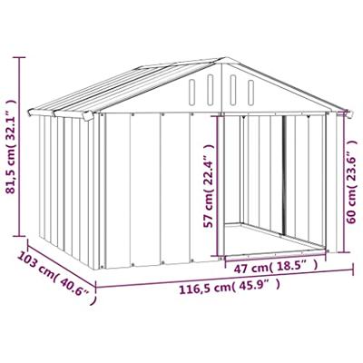 VidaXL Hondenhok 116,5x103x81,5 cm gegalvaniseerd staal antracietkleur