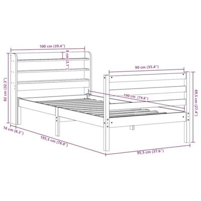 Bedframe met hoofdeinde zonder matras 90x190 cm wit