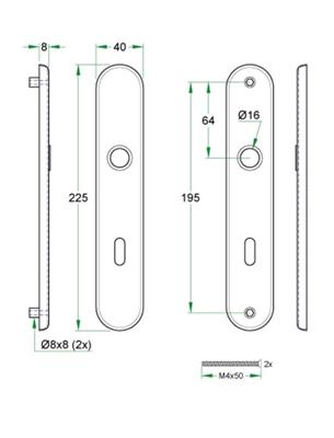 Schildpaar afgerond LS rvs mat PC90