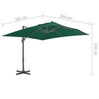 Zweefparasol met aluminium paal 300x300 cm groen - thumbnail