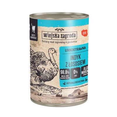WIEJSKA ZAGRODA Turkey with salmon - nat kattenvoer - 400g