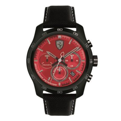 Scuderia Ferrari Mod. Primato 830447 - Herenhorloge met Chronograaf (Rood, Zwart, Leren band) Scuderia Ferrari Mod. Primato 830447 - Herenhorloge met Chronograaf (Rood, Zwart, Leren band)