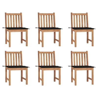 Tuinstoelen 6 st met kussens massief teakhout