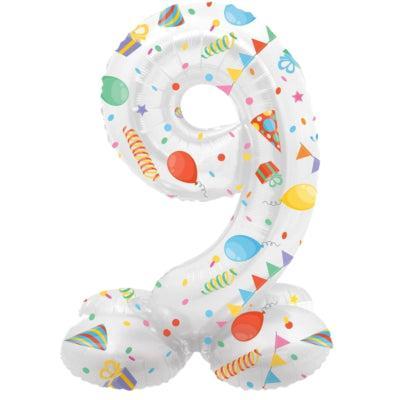 Folat folieballon staand 9 joyful party 41 cm | 20 stuks