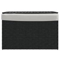 VidaXL Wasmand met deksel 55,5x35x34 cm poly rattan zwart - thumbnail