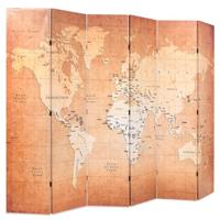 Kamerscherm inklapbaar wereldkaart 228x170 cm geel - thumbnail