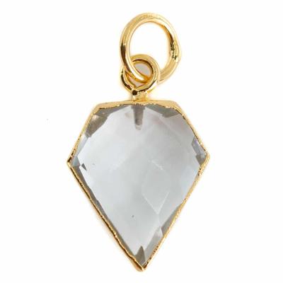 Edelsteen Hanger Bergkristal Diamantvorm - Verguld - 15 x 12 mm Edelsteen Hanger Bergkristal Diamantvorm - Verguld - 15 x 12 mm