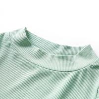 Kindershirt met lange mouwen lage col 140 donkermintkleurig - thumbnail