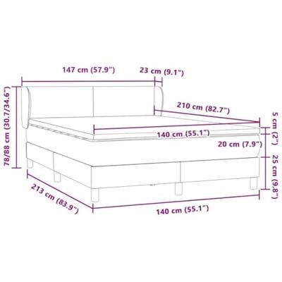 Boxspring met matras fluweel lichtgrijs 140x210 cm