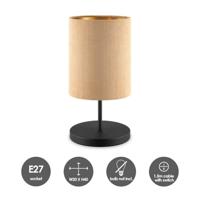 Scandinavische stijl Tafellamp - Corduroy Lampenkap - Cilinder - Karamel - ø20 x 40 cm - E27 Fitting - Geschikt voor Woonkamers en slaapkamers - Met schakelaar - thumbnail
