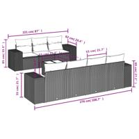 8-delige Loungeset met kussens poly rattan zwart - thumbnail